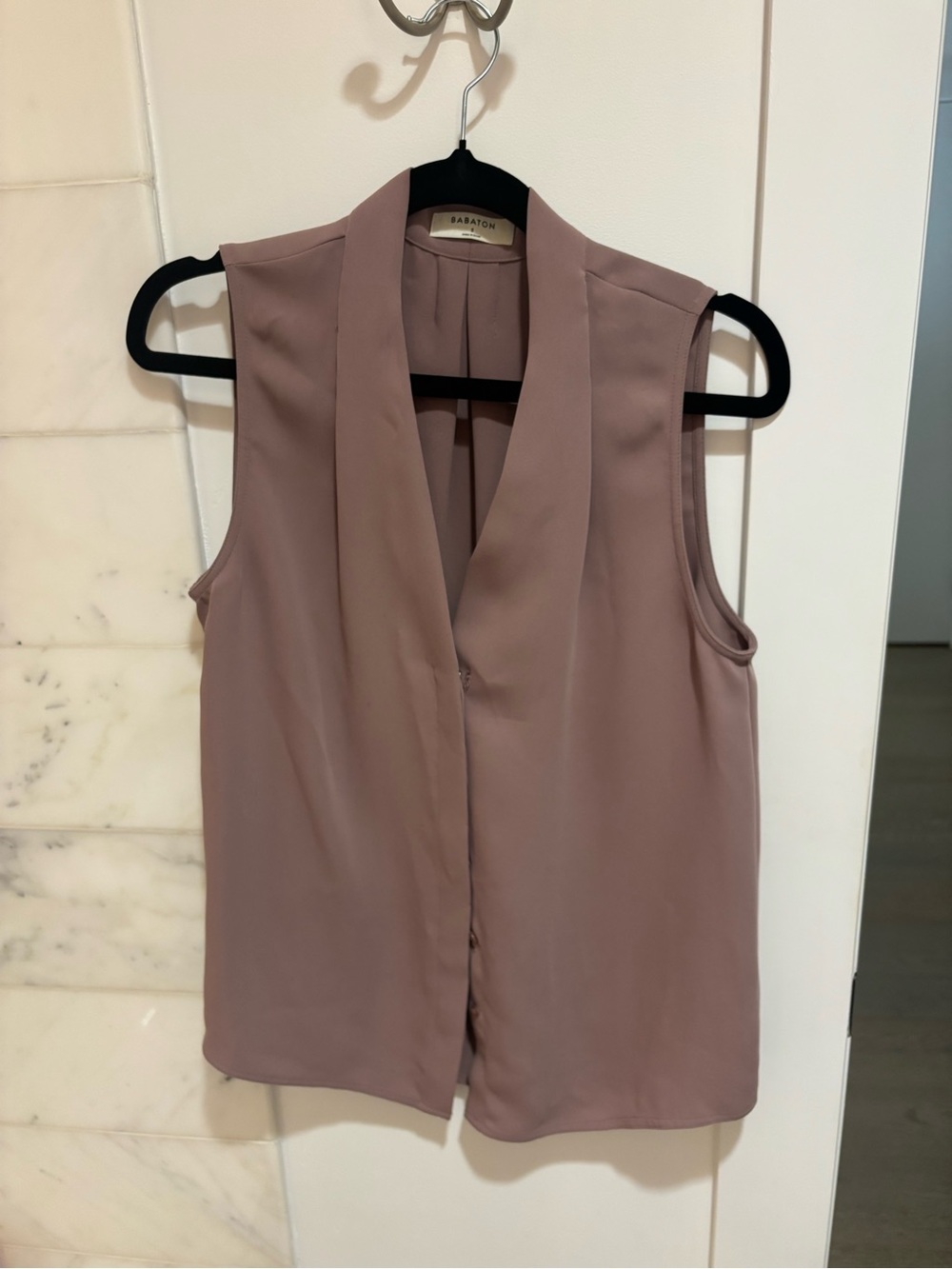 Aritzia Mauve Sleeveless V-Neck Blouse